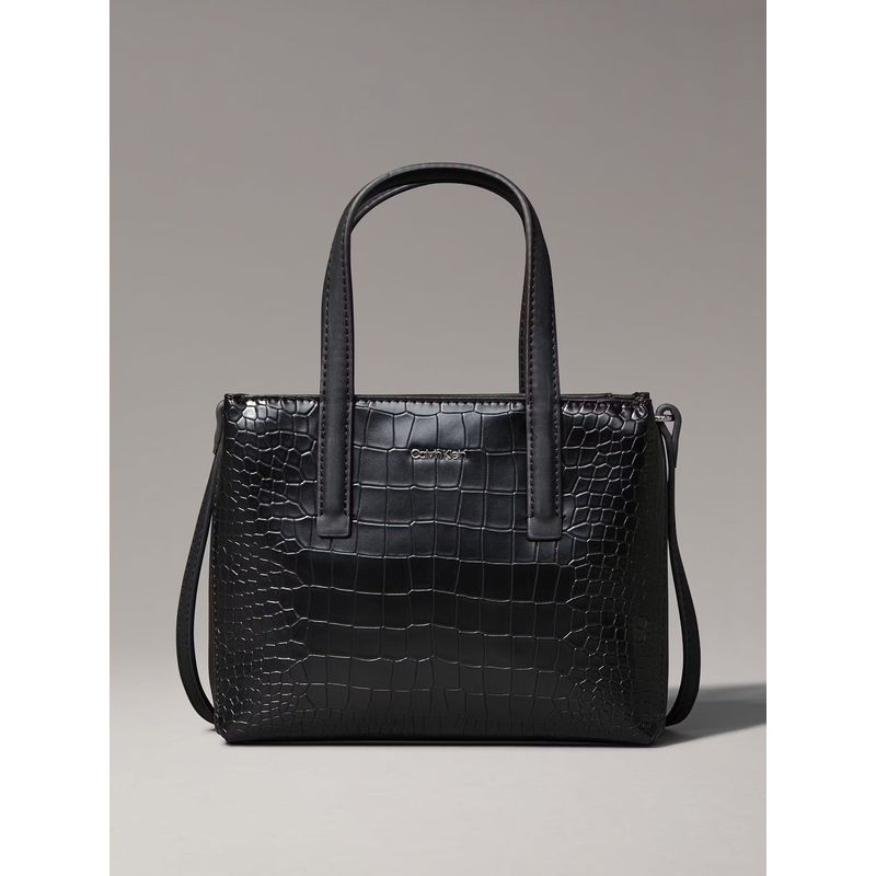 CALVIN KLEIN - Cartera Mini Tote Croco Negro Calvin Klein