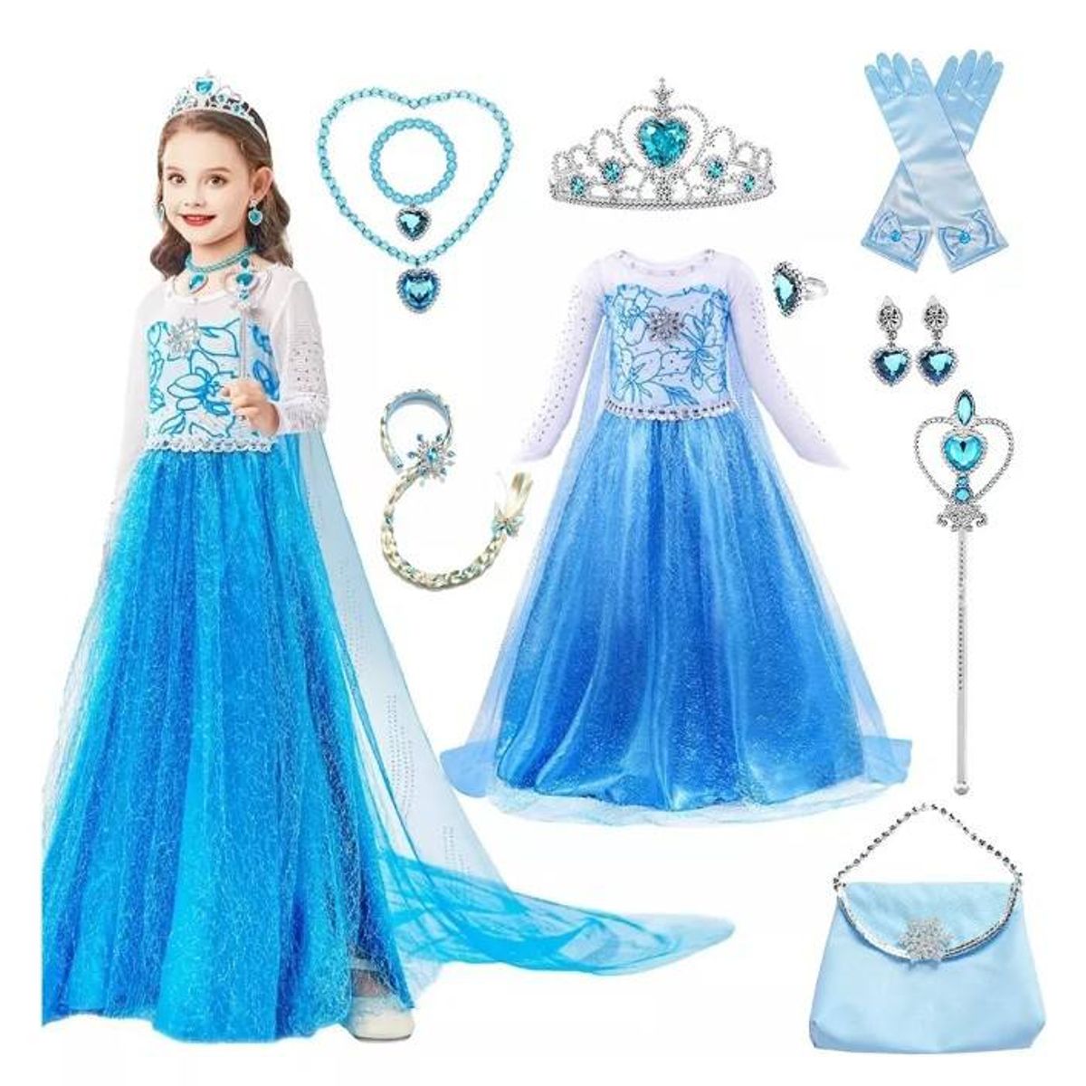 GENERICO - Set vestido y accesorios para niña talla 6 a 7