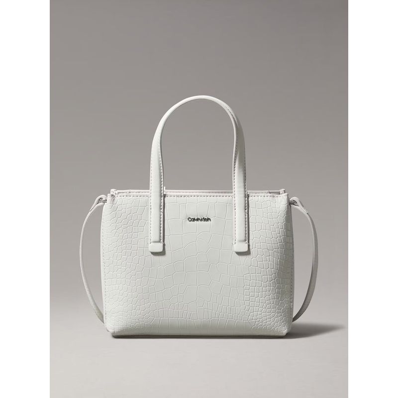 CALVIN KLEIN - Cartera Mini Tote Croco Blanco Calvin Klein