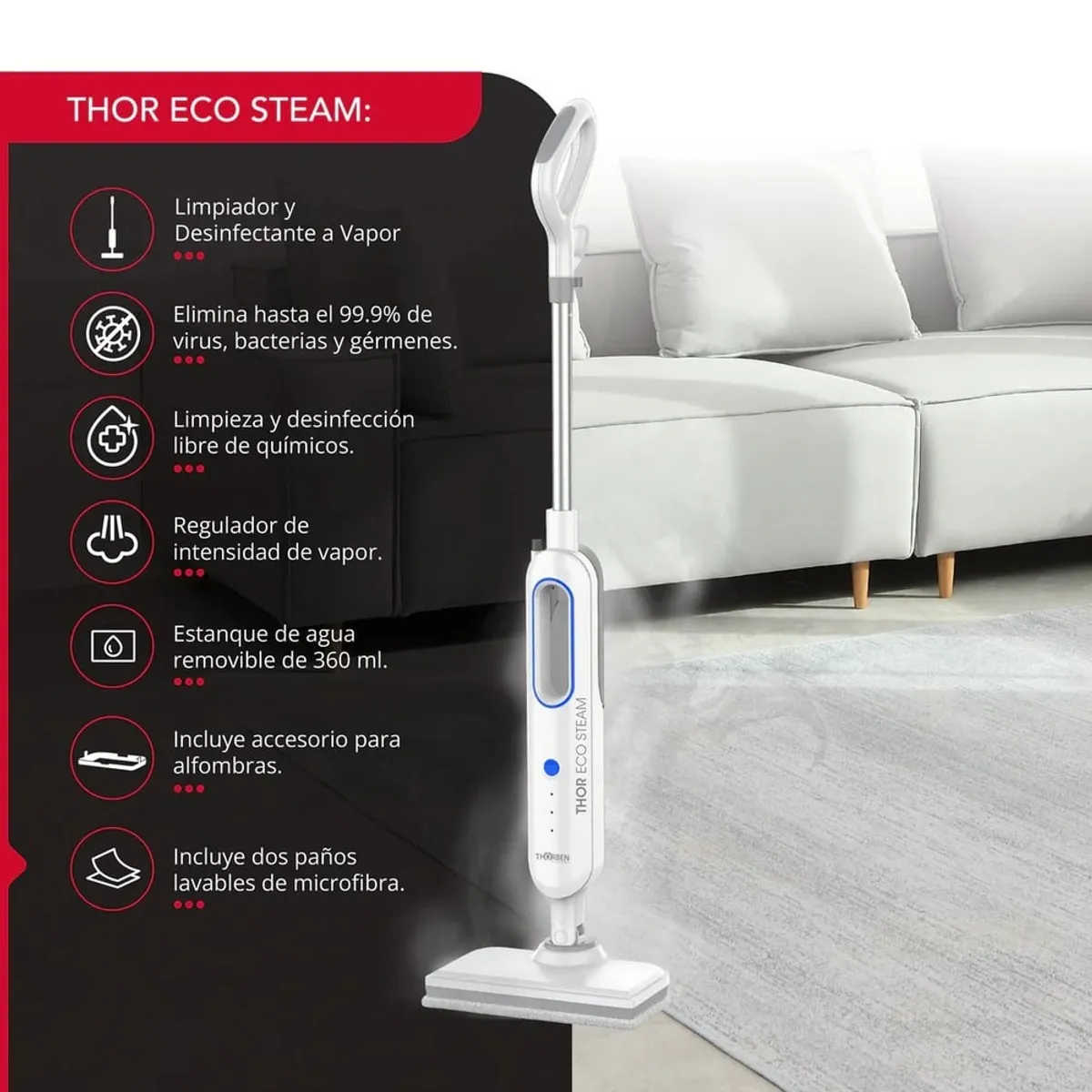 THORBEN - Limpiador y desinfectante a Vapor Thor Eco Steam