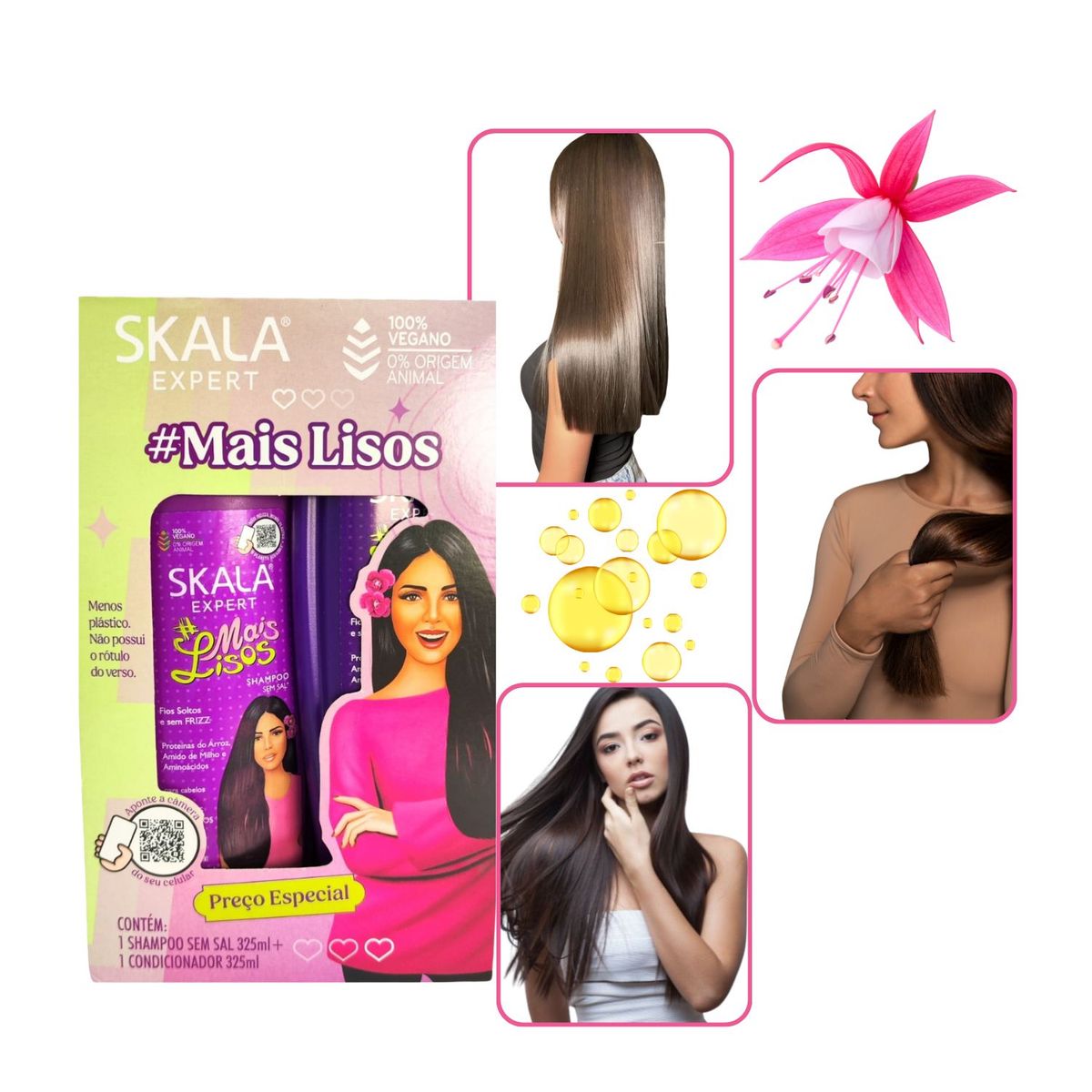 SKALA - Kit Skala Mais Lisos Shampoo Acondicionador 650ML Suaviza Hidrata
