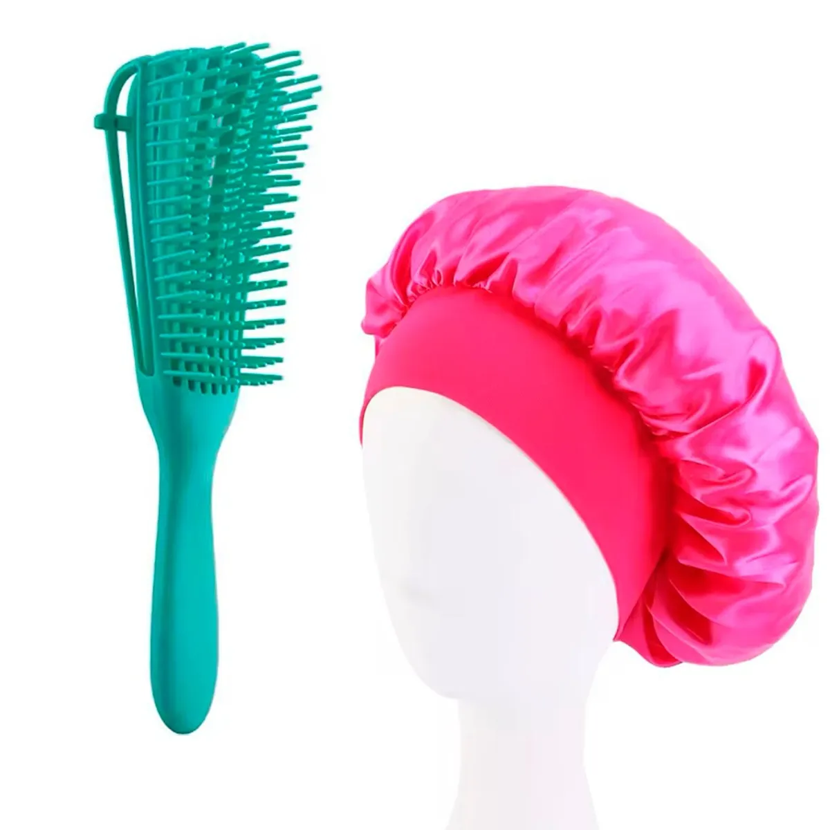 GENERICO - Gorro Satin Anti Enredos Con Peine Cabello Rizo Ondulado