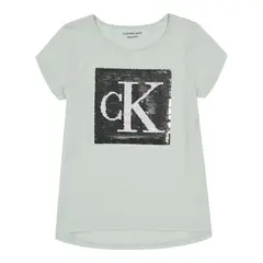 CALVIN KLEIN - Polera Mongoram Sequin Verde