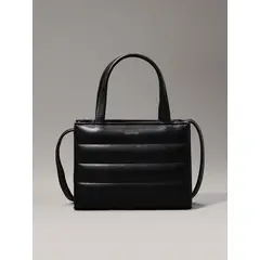 CALVIN KLEIN - Cartera Mini Tote Line Quilt Negro
