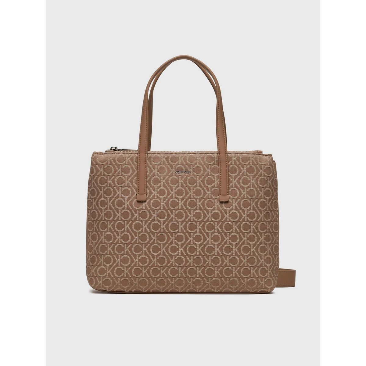 CALVIN KLEIN - Cartera Tote Ck Must Jacquard Beige Calvin Klein