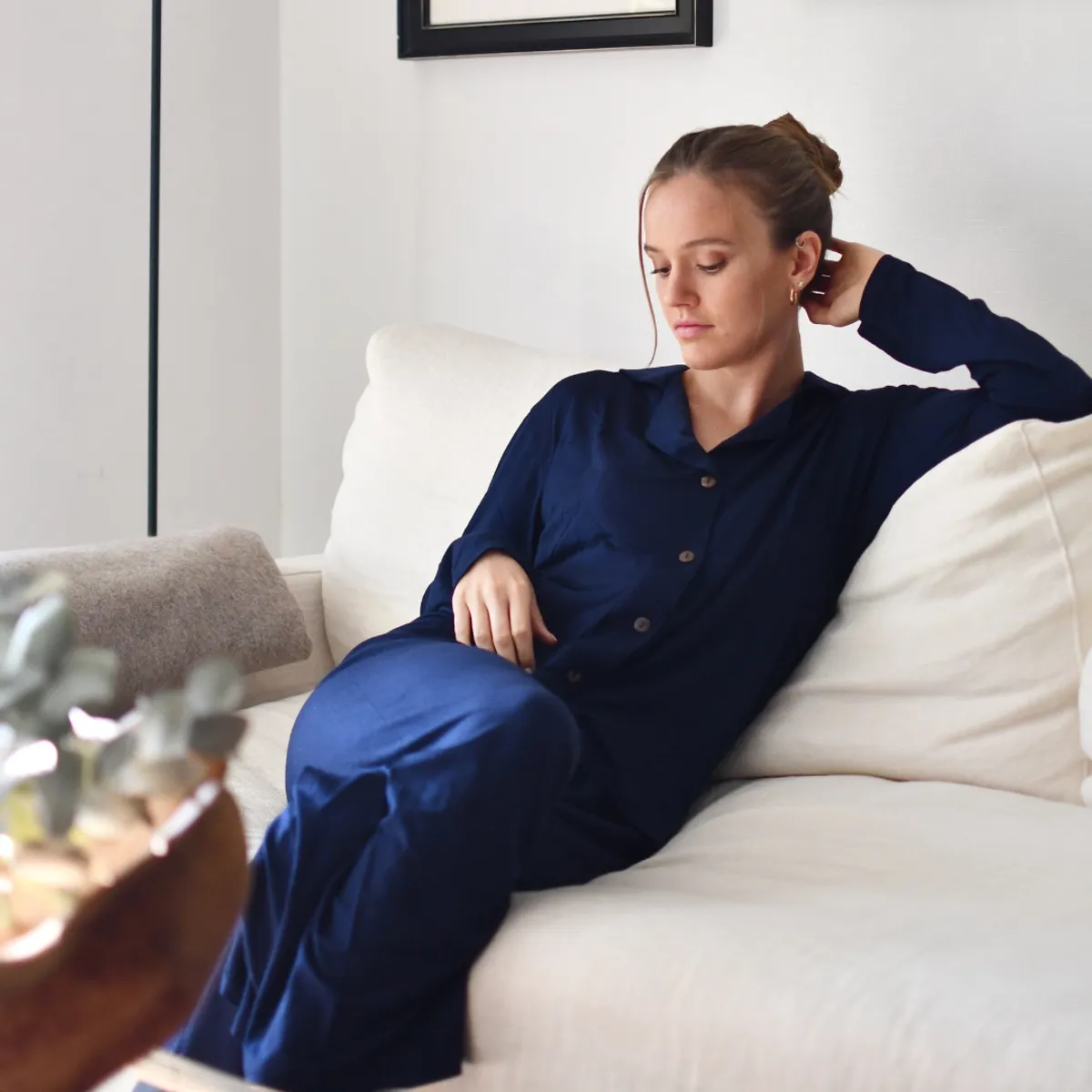 BIJOU - Pijama largo azul navy Mujer