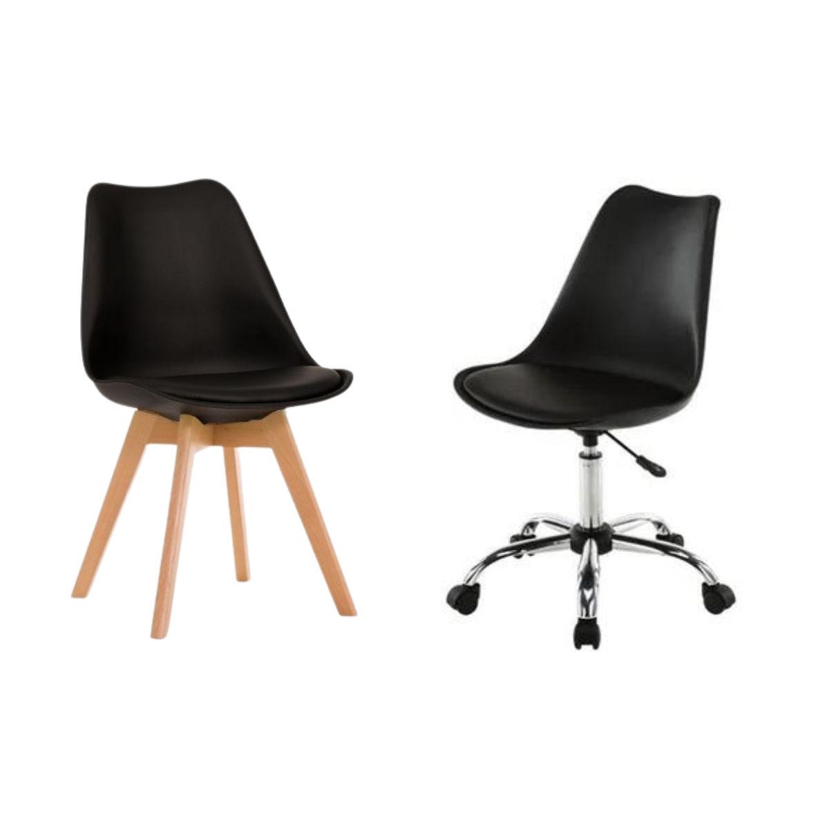 HABITA2 CHILE - Pack Tulip Work de Escritorio con Cojin de Ecocuero- Negro