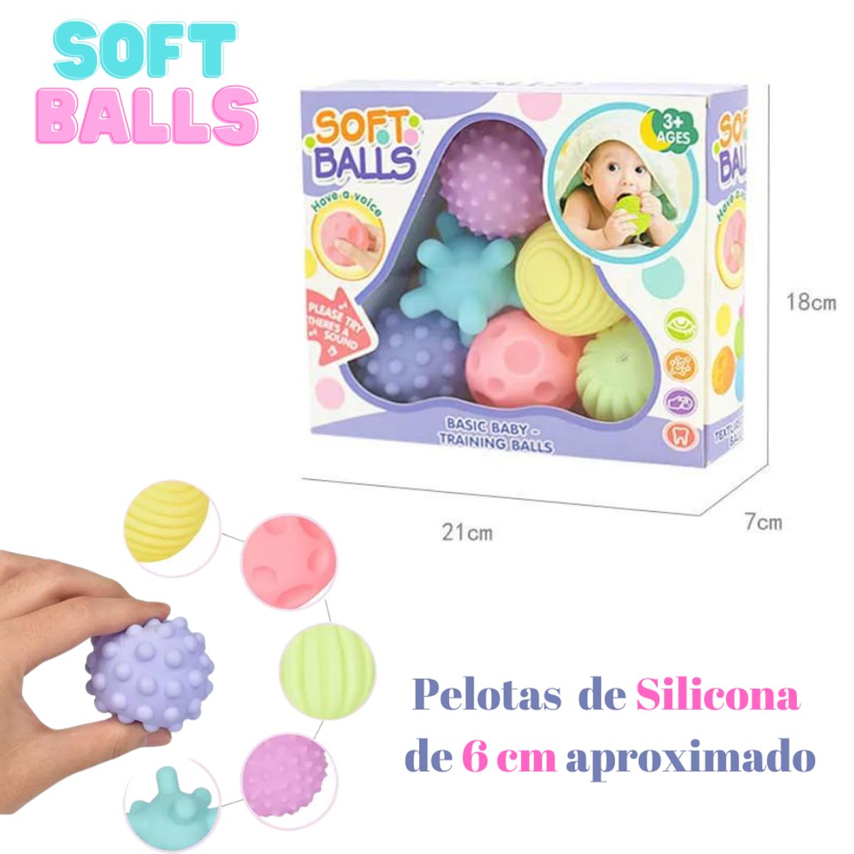 GENERICO - Juguete Sensorial de Pelotas Texturizadas Para Bebes
