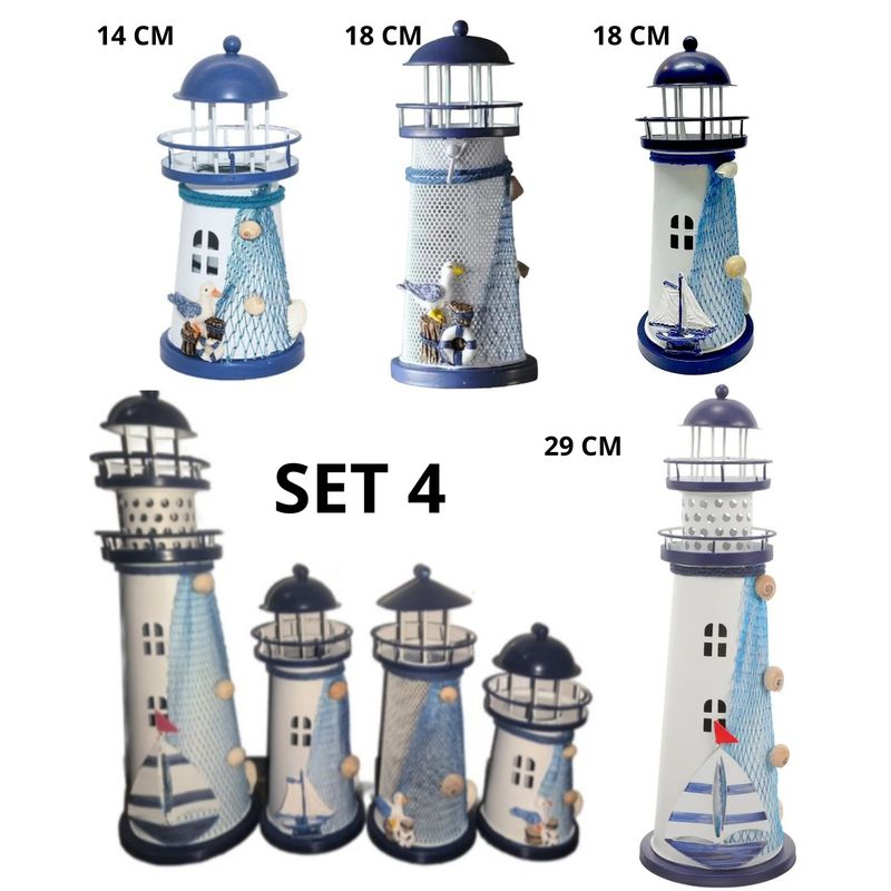 GENERICO - Set De 4 Lámparas De Mesa De Faro Náutico.