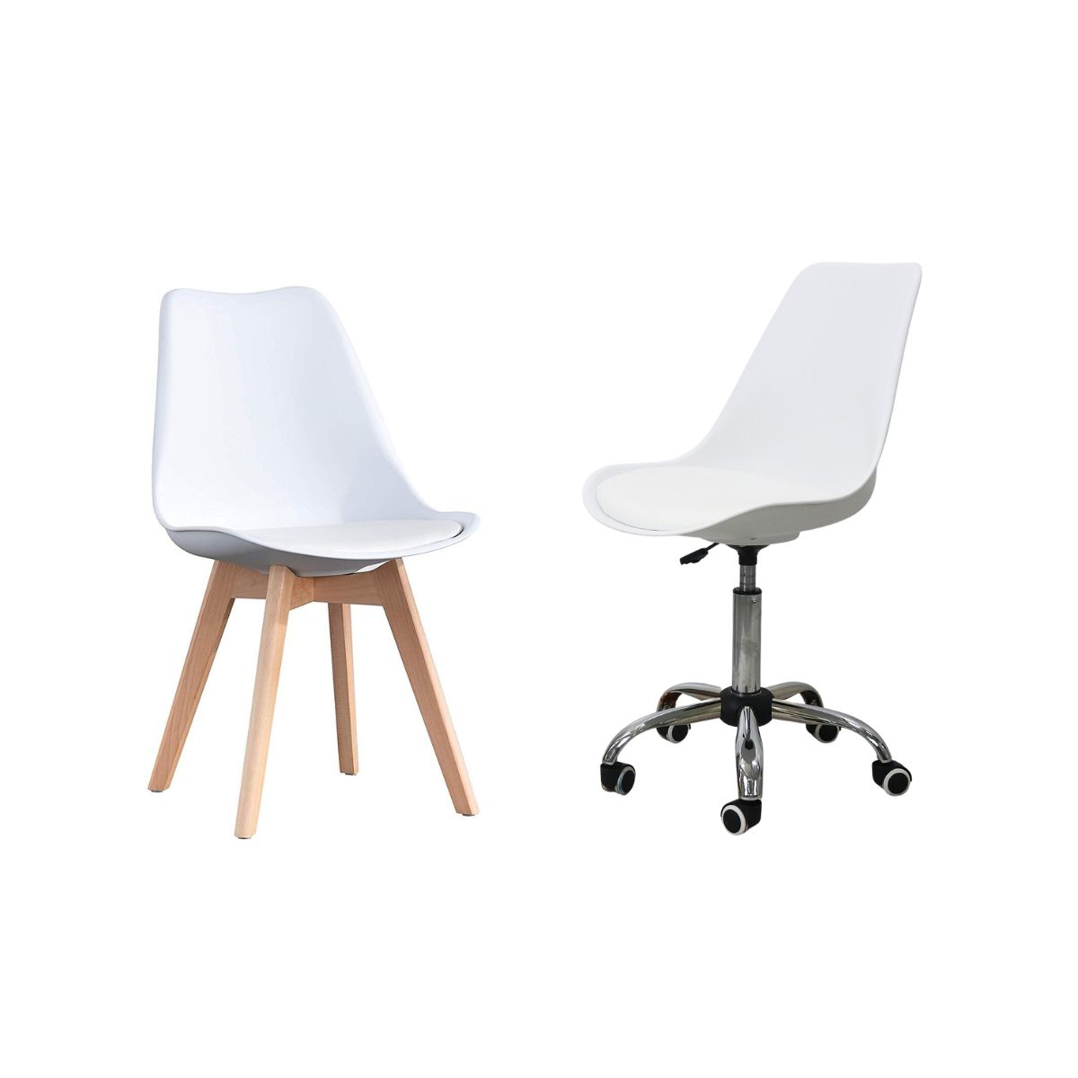 HABITA2 CHILE - Pack Tulip Work de Escritorio con Cojin de Ecocuero- Blanco