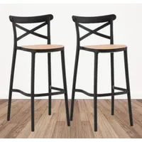 Pack 2 Taburete piso de Bar Sena 75 cm Polipropileno - Negro