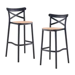 GENERICO - Pack 2 Taburete piso de Bar Sena 75 cm Polipropileno - Negro