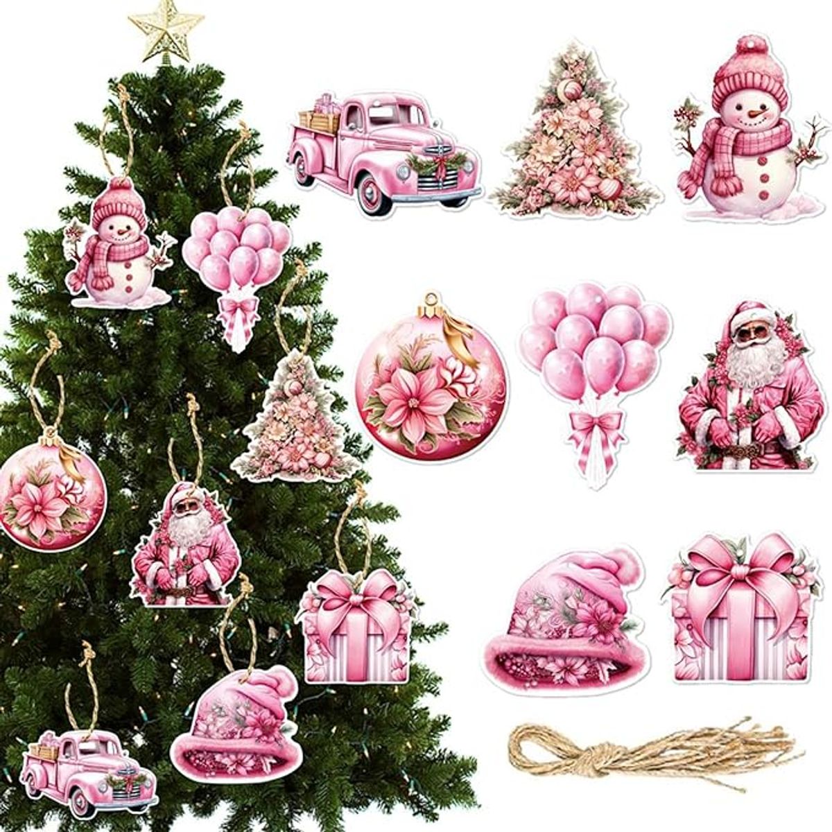 TIOZONEY - 16pcs Juego de adornos de Navidad