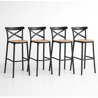 Pack 4 Taburete piso de Bar Sena 75 cm Polipropileno - Negro