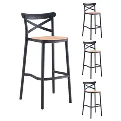 GENERICO - Pack 4 Taburete piso de Bar Sena 75 cm Polipropileno - Negro