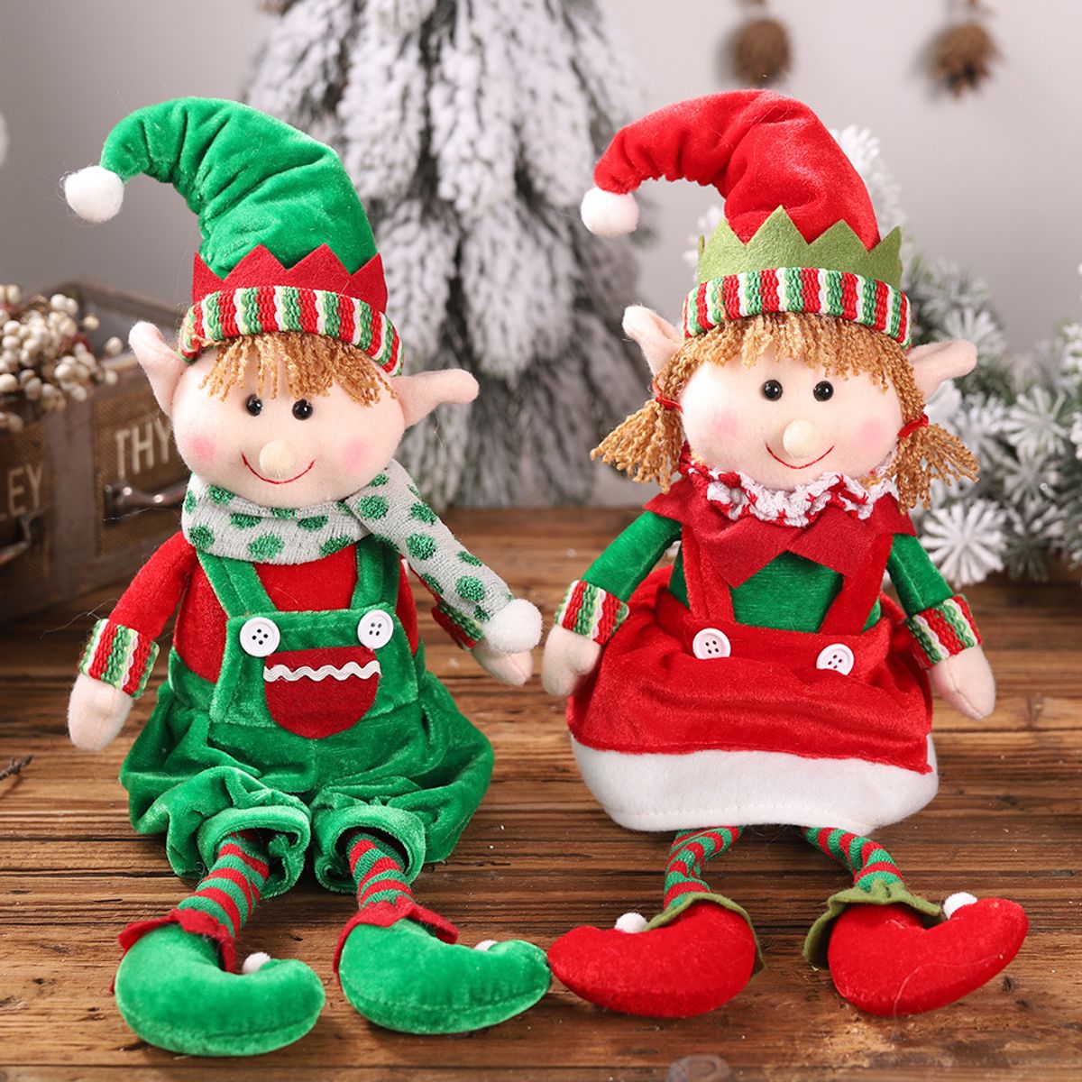 TIOZONEY - Muñecos de peluche navideños Elf lote de 2 - 18 pulgadas