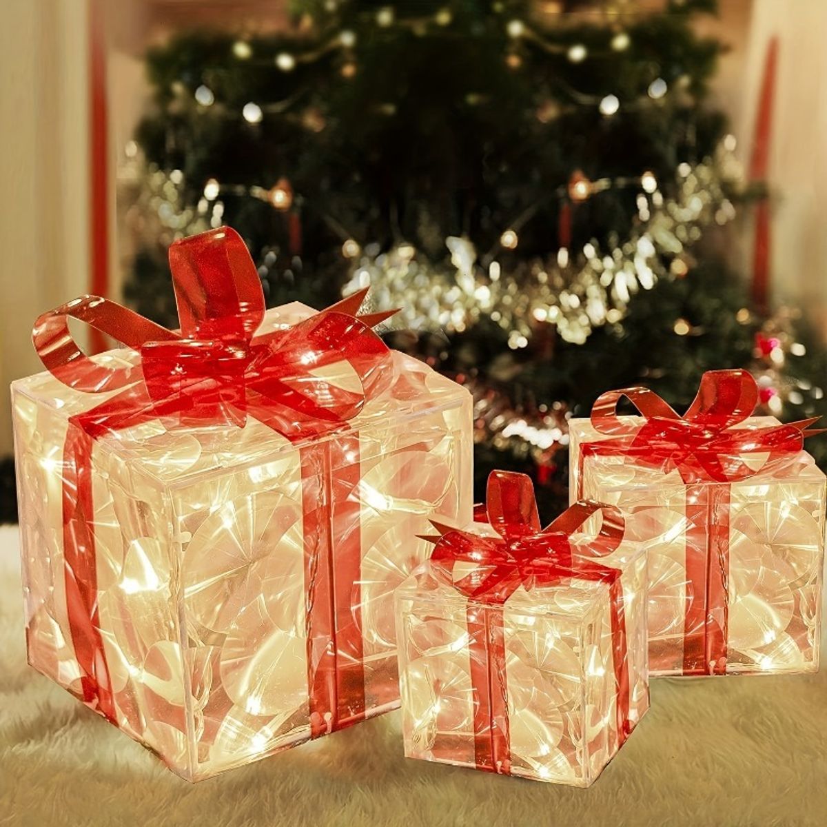 TIOZONEY - 3 pcs LED Luces de Navidad Caja de regalo