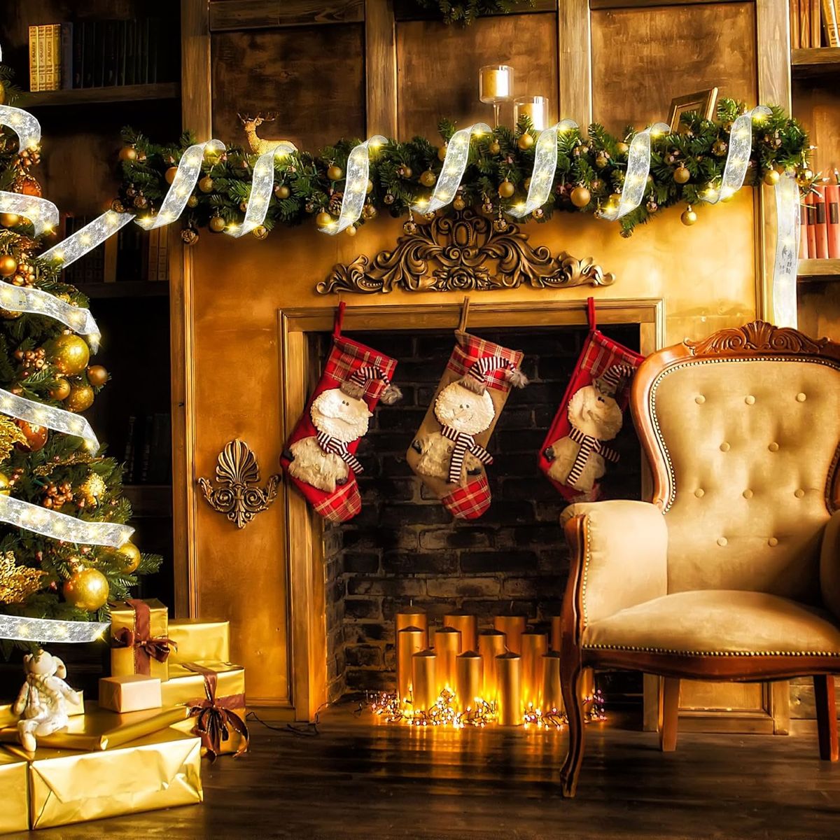 TIOZONEY - Decoraciones de Navidad100 luces LED para árbol de Navidad