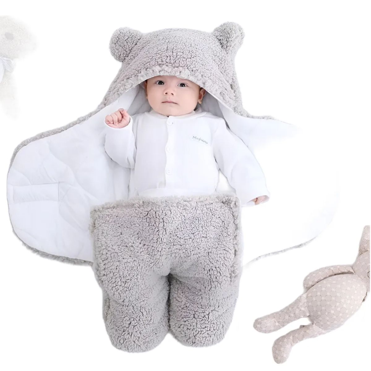 GENERICO - Saco Manta Envoltura De Dormir Bebe Saco Abrigo Gris