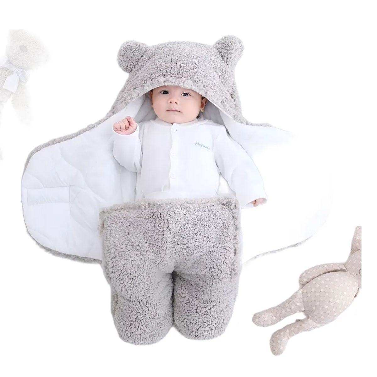 GENERICO - Saco Manta Envoltura De Dormir Bebe Saco Abrigo Gris