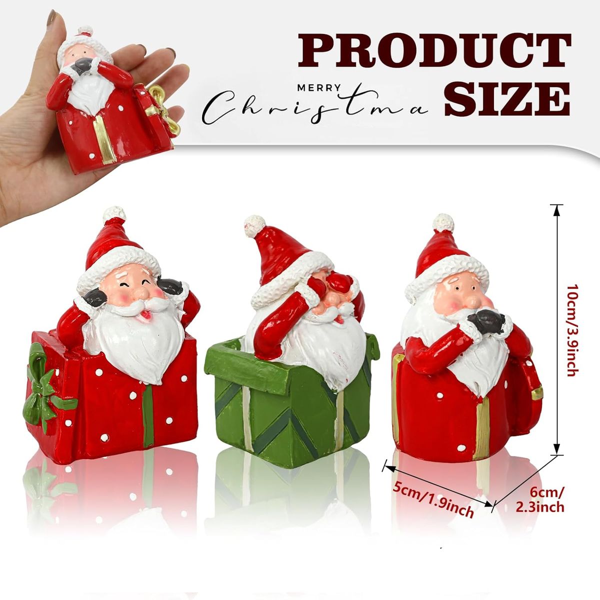 TIOZONEY - 3pcs mini adornos de Papá Noel