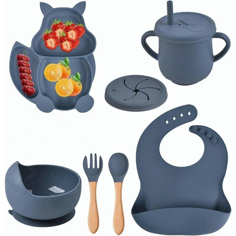 TIOZONEY - Juego De Cubiertos De Silicona Antideslizante Para Bebé 8pcs
