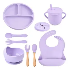 TIOZONEY - Juego De Cubiertos De Silicona Antideslizante Para Bebé 7pcs