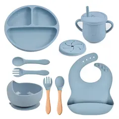 TIOZONEY - Juego De Cubiertos De Silicona Antideslizante Para Bebé 7pcs