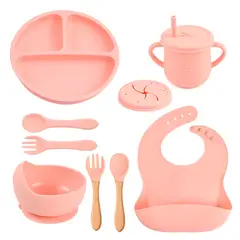 TIOZONEY - Juego De Cubiertos De Silicona Antideslizante Para Bebé 7pcs