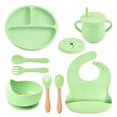 TIOZONEY - Juego De Cubiertos De Silicona Antideslizante Para Bebé 7pcs