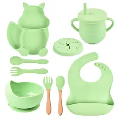 TIOZONEY - Platos De Silicona Bebe Juego De Cubiertos Antideslizante