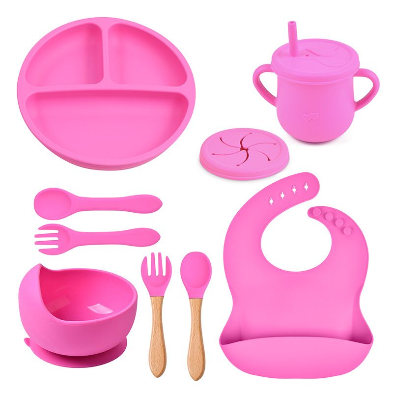 TIOZONEY - Juego De Cubiertos De Silicona Antideslizante Para Bebé 7pcs