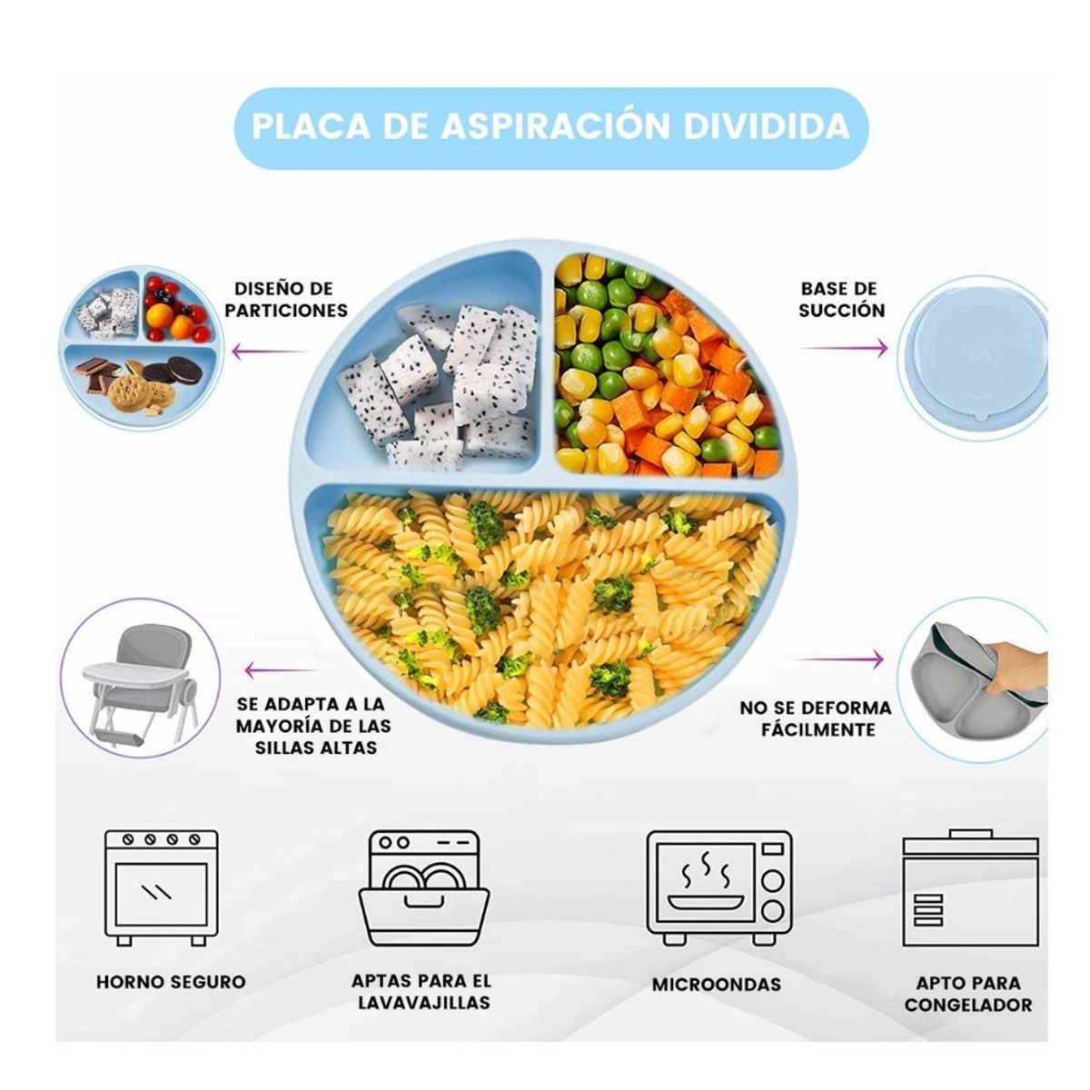 TIOZONEY - Juego De Cubiertos De Silicona Antideslizante Para Bebé 7pcs