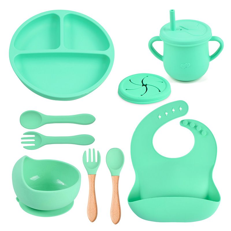 TIOZONEY - Juego De Cubiertos De Silicona Antideslizante Para Bebé 7pcs