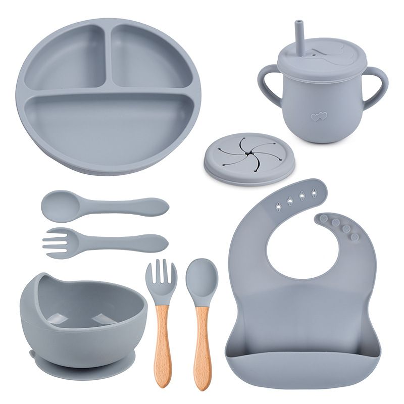 TIOZONEY - Juego De Cubiertos De Silicona Antideslizante Para Bebé 7pcs