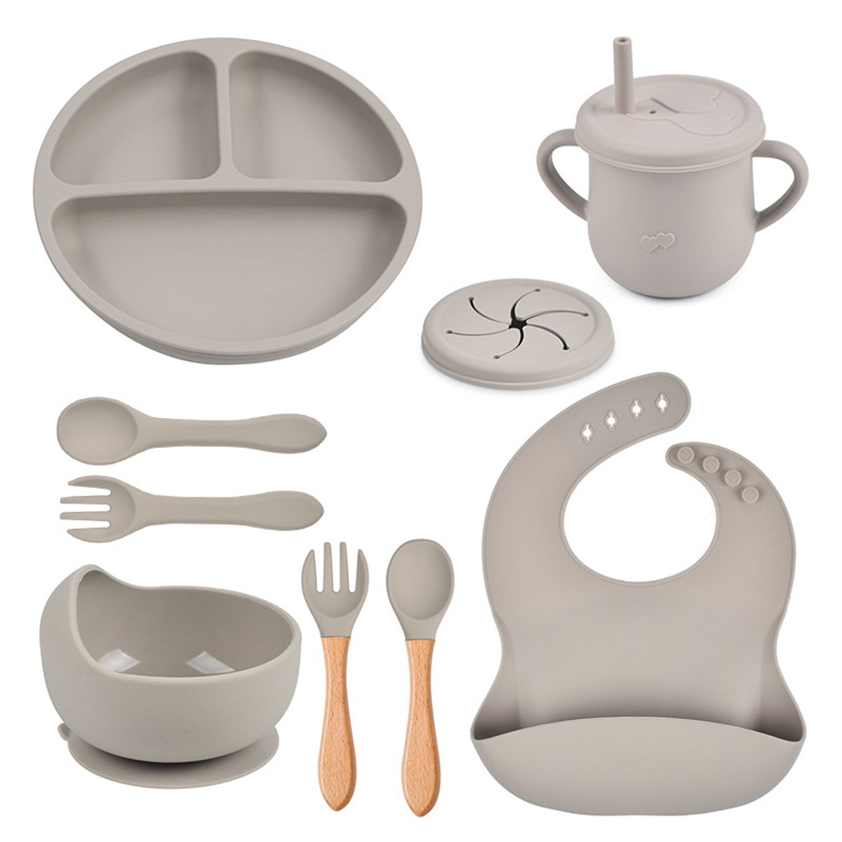 TIOZONEY - Juego De Cubiertos De Silicona Antideslizante Para Bebé 7pcs