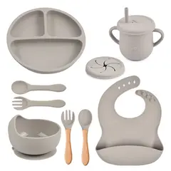 TIOZONEY - Juego De Cubiertos De Silicona Antideslizante Para Bebé 7pcs