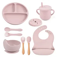 TIOZONEY - Juego De Cubiertos De Silicona Antideslizante Para Bebé 7pcs