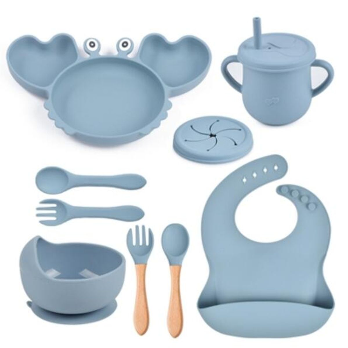 TIOZONEY - Juego De Cubiertos De Silicona Antideslizante Para Bebé 7pcs