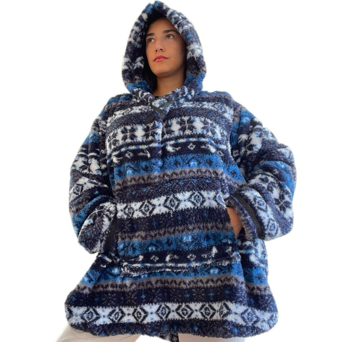 UNICO DISEÑO - Polerón Estampado Corderito polar con gorro invierno Oversize