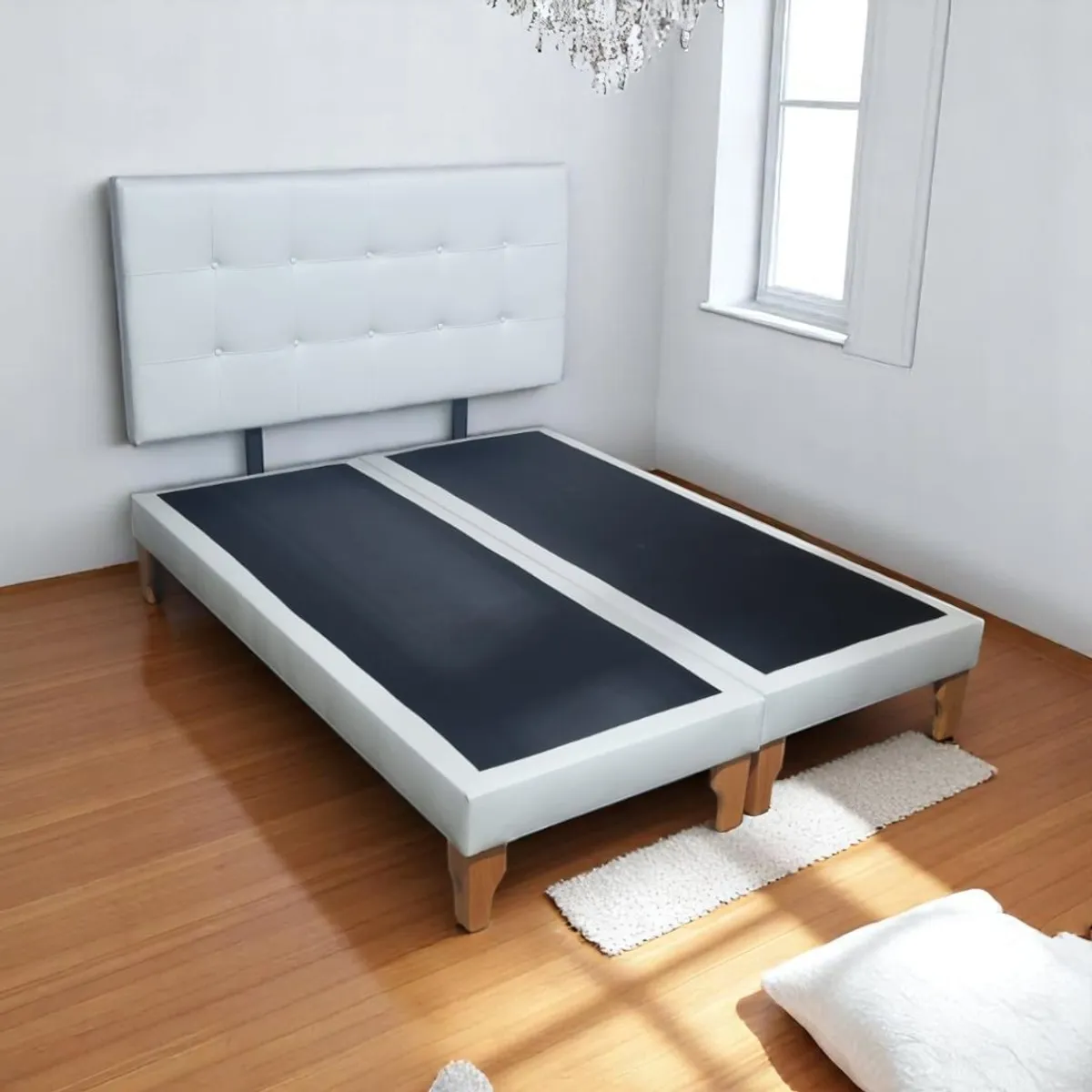 DISEÑOS VALESTRINI - CAMA DOS PLAZAS ECOCUERO BLANCO