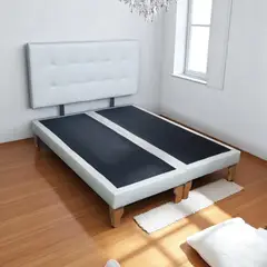 DISEÑOS VALESTRINI - CAMA DOS PLAZAS ECOCUERO BLANCO