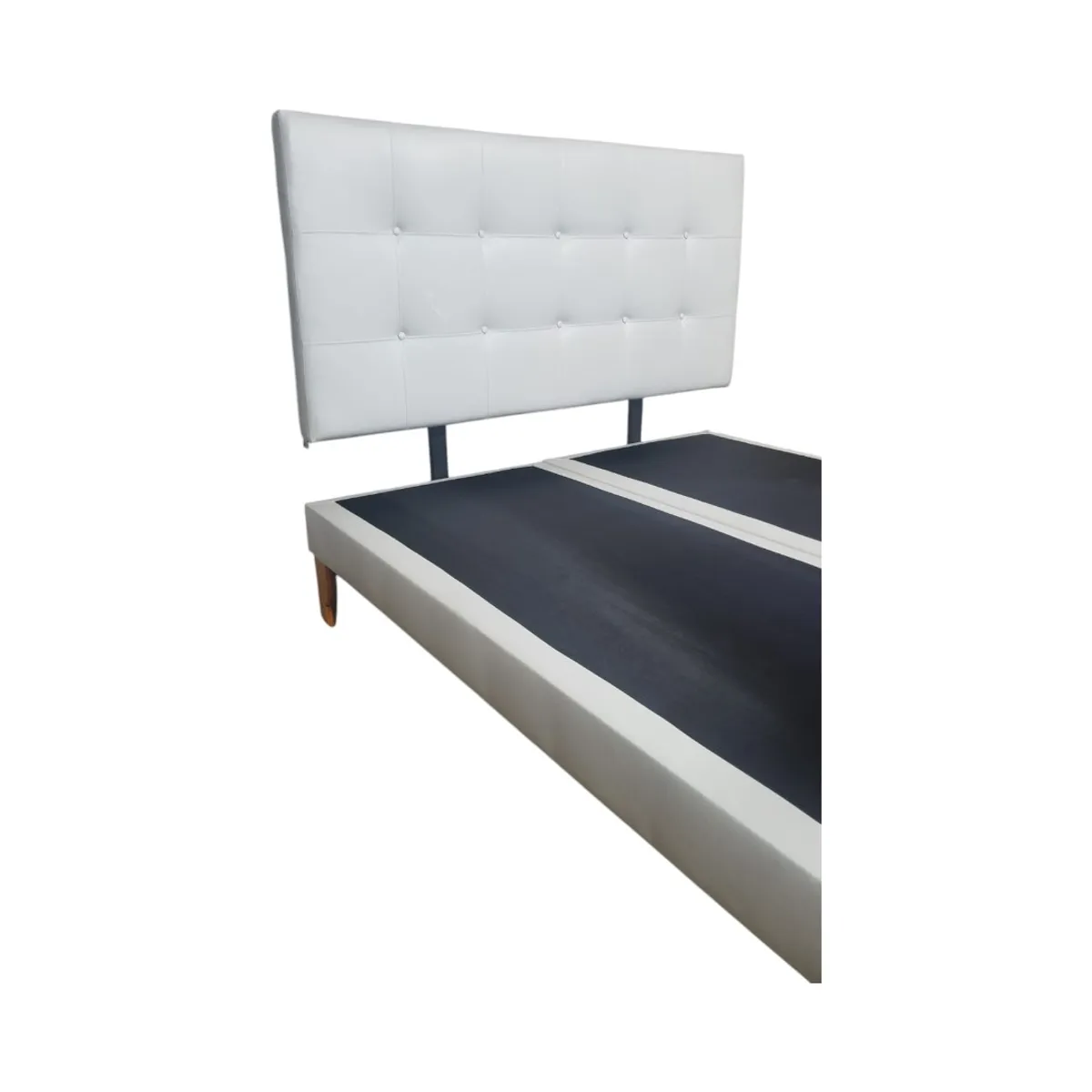 DISEÑOS VALESTRINI - CAMA DOS PLAZAS ECOCUERO BLANCO