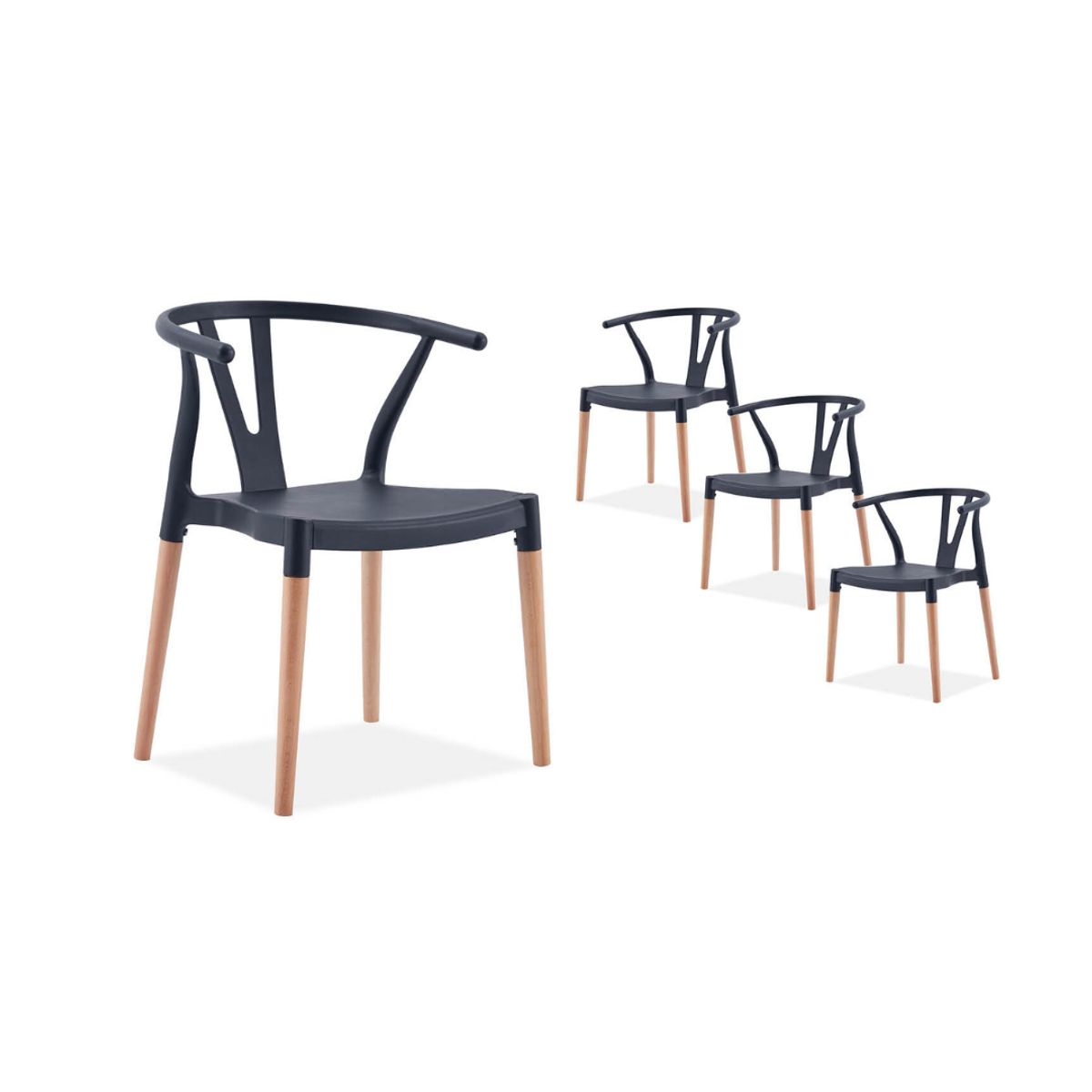 GENERICO - PACK 4 SILLA WISH POLIPROPILENO- NEGRO