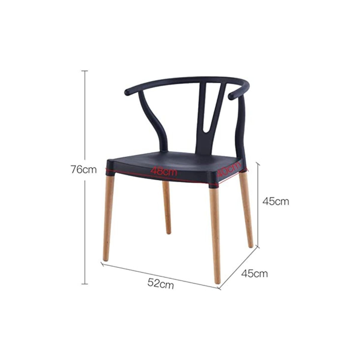 GENERICO - PACK 4 SILLA WISH POLIPROPILENO- NEGRO