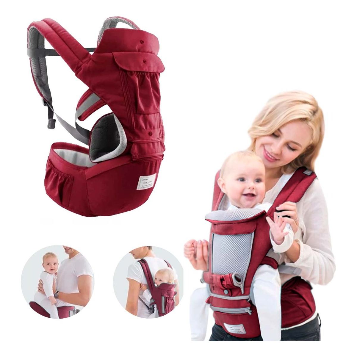 TIOZONEY - Cangurera Porta Bebes Cargador Ergonomico Posiciones 0-3años