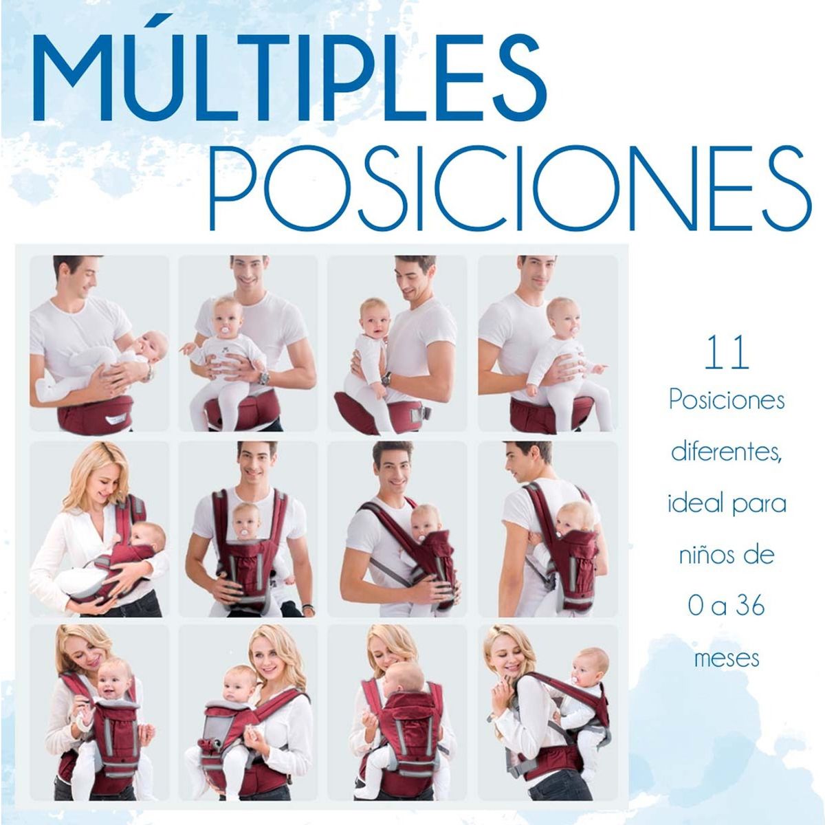 TIOZONEY - Cangurera Porta Bebes Cargador Ergonomico Posiciones 0-3años
