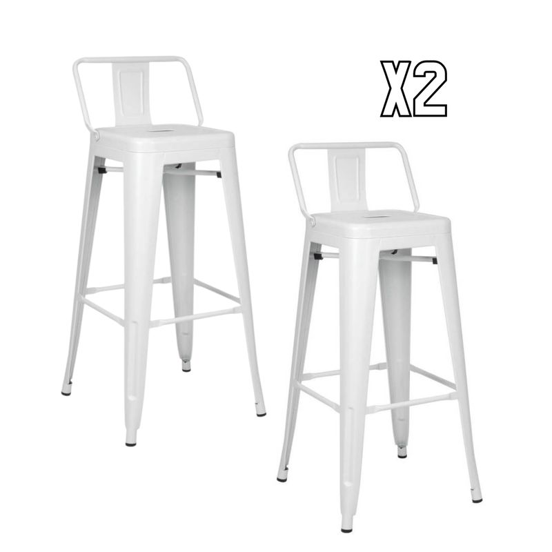 GENERICO - Pack 2 Taburetes Tolix metálico  66 cm - Blanco
