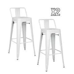 GENERICO - Pack 2 Taburetes Tolix metálico 66 cm - Blanco