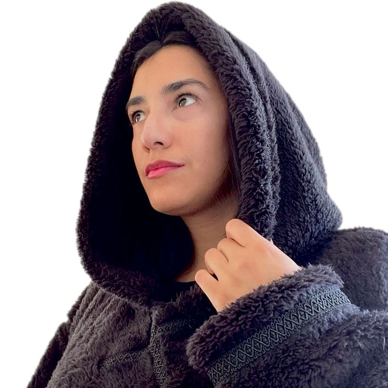 UNICO DISEÑO - Polerón Unicolor Corderito polar con gorro invierno Oversize